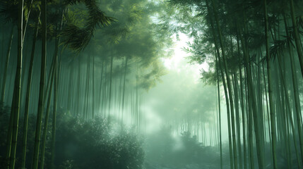 bamboo tree with fog