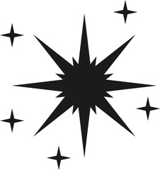Black sparkling starburst icon vector design