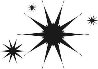 Black spiky starburst collection with twinkling accents vector design