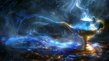 Wish lamp, Magic lamp, Genie lamp, Aladdin lamp, Fantasy, Wishing, Dreaming, Magic, Mystic, Mystical, Enchantment, Fairy tale, Arabian Nights, Genie, Three wishes, Fantasy lamp, Magical light