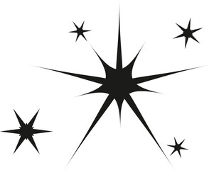 Abstract black starburst silhouette with sparkling elements vector art