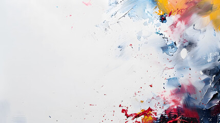 Abstract explosive paint splatter on white background. Creative concept for graphic design, artistic wallpaper, or dynamic poster with copy space