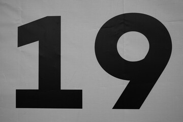 Nummer Zahl Ziffer 19 für Geburtstag oder Jubiläum