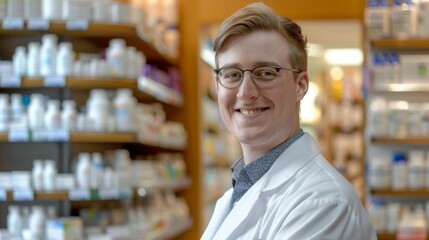Smiling Pharmacist in White Coat
