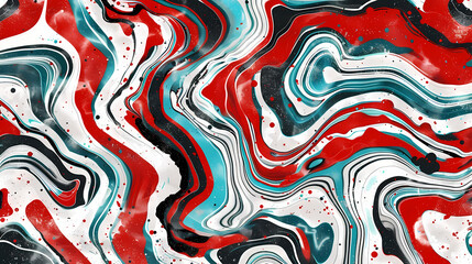 Swirling Red, Black, and Teal Abstract Art Design