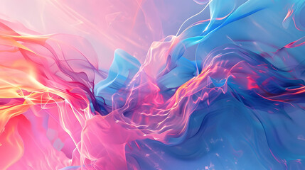 Dynamic abstract smoke pattern with blue and pink hues blending into light effects. Suitable for creative background, vibrant wallpaper, or digital art concept with copy space