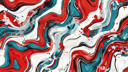 Fototapeta na wymiar Swirling Red, Black, and Teal Abstract Art Design