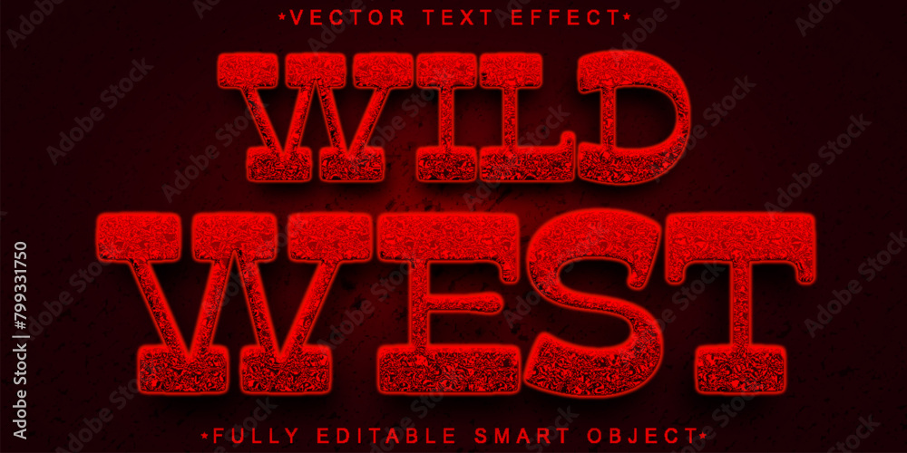 Poster red wild west vector fully editable smart object text effect