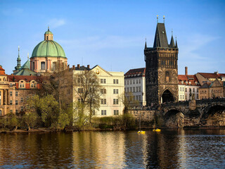 Fototapeta na wymiar Gothic Tower of Charles Bridge Praha Bohemia Czech Republic Europe