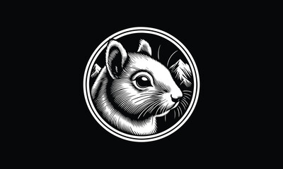 Rabbit head with circle, round, design logo 