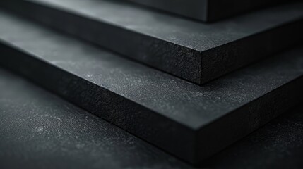 3d render of black glossy beveled shapes