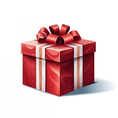 Obraz premium A vibrant illustration of a luxurious red gift box with a shiny ribbon on white background
