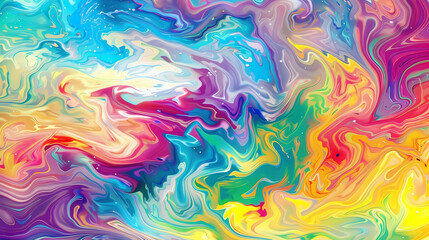 Vivid Swirls of Color in Fluid Art Painting - obrazy, fototapety, plakaty