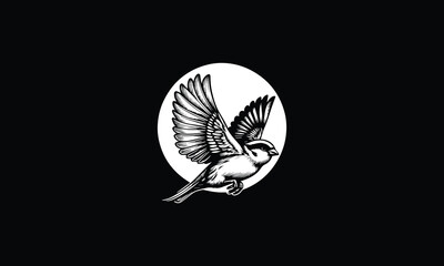 Sparrow flying design, sparrow logo 