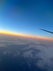 Sunrise from plane window 