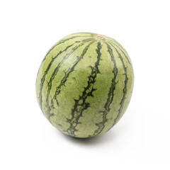 single whole watermelon fruit isolated on white background. clipping path included.