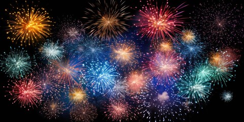 Fototapeta premium Colorful Fireworks Display Lighting Up the Night Sky