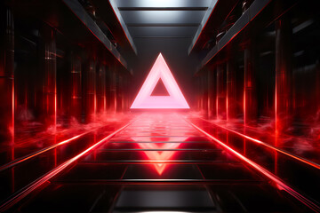 Futuristic Triangle Portal in Sci-Fi Corridor
