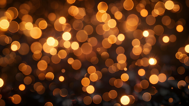 background for banner, close-up gold sparkles and bokeh on black background