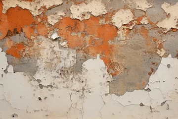 Plexiglas schilderij Verweerde muur Aged wall with peeling paint in multiple colors  © Balaraw