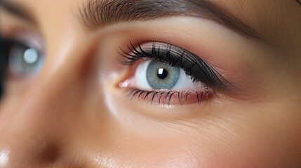 Fototapeta premium close-up of a woman's eye with detailed makeup and natural colors