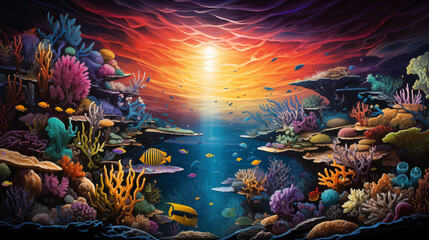 Fototapeta na wymiar Coral reef in sea. Under water picture from ocean
