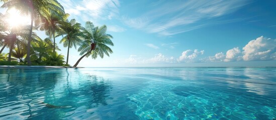 D Rendered Serene Holiday Escape Your Dream Secluded Island Getaway - obrazy, fototapety, plakaty