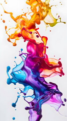 Obraz premium multi-colored splashes of acrylic paints on a white background, background for art courses banner 