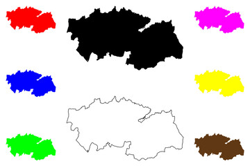 Naklejka premium Province of Toledo (Kingdom of Spain, Autonomous Community Castilla–La Mancha or Castile La Mancha) map vector illustration, scribble sketch Toledo map