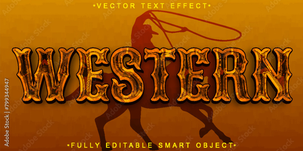 Poster bronze western vector fully editable smart object text effect