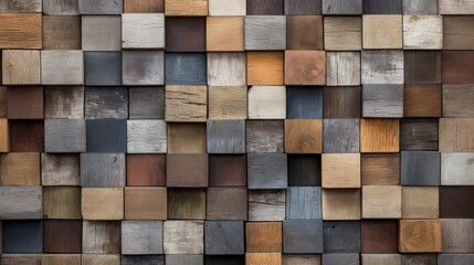 Abstract pattern of multicolored wooden blocks