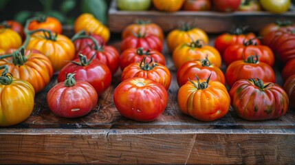 Various tomatoes showcased at market