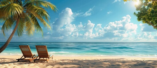 Escape to a Tropical Paradise A Serene Beach Getaway - obrazy, fototapety, plakaty