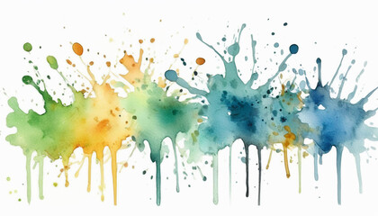 illustrazione con chiazze irregolari di colori ad acqua su superficie bianca