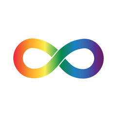 Infinity rainbow symbol. Autism pride symbol vector illustration. infinity sign in rainbow spectrum colors. Neurodiversity awareness and acceptance.	