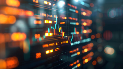 Obraz premium Stock market analysis, a vibrant interface of graphs, data points, trends. It’s a dynamic depiction of financial markets, trading, investment strategies, and technology’s role