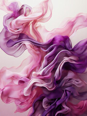 Obraz premium Purple pink chiffon folds fabric fluttering in the wind vertical background