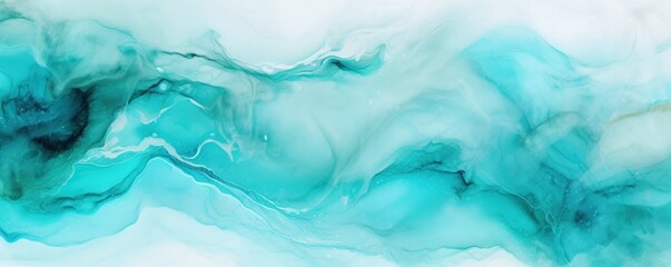 Turquoise art abstract paint blots background with alcohol ink colors marble texture blank empty pattern with copy space for product design or text 