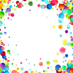 A festive border of colorful bubbles encircles a clean white center, perfect for joyful messages or celebratory designs.