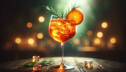 Refreshing Aperol Spritz cocktail in a bar.