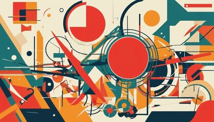 Dynamic Constructivism: Background Featuring Industrial Motifs and Dynamic Shapes - obrazy, fototapety, plakaty