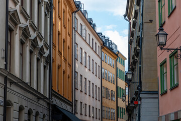 Sweden, building in Stockholm, holiday at Gamla Stan. Upper part of apartment for rent. Under view