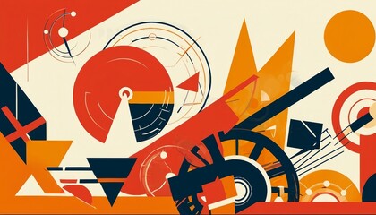 Dynamic Constructivism: Background Featuring Industrial Motifs and Dynamic Shapes - obrazy, fototapety, plakaty