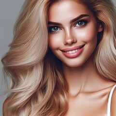 Portrait of an attractive blonde hair female model - obrazy, fototapety, plakaty