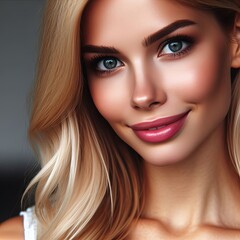 Portrait of an attractive blonde hair female model - obrazy, fototapety, plakaty