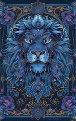Lion Constellation, Celestial Majesty in Zodiac Art background, high quality AI generated image
