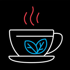 Cup of tea with mint leaves vector icon