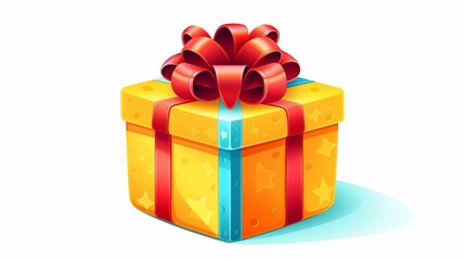 Fototapeta premium Colorful Gift Box with a Vibrant Red Bow - Illustration