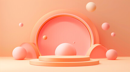 Fototapeta premium Extravagant Flamingo Oasis: Luxurious Stage Podium Background Setting the Stage for Exclusive Product Presentation