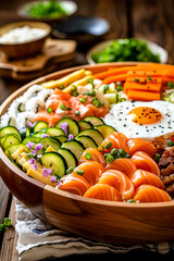 Bibimbap - korean mixed rice with meat and assorted vegetables